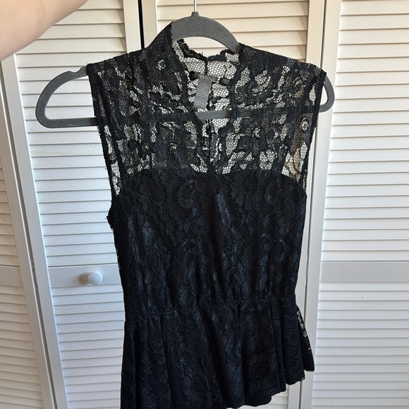 Black lace peplum top - Picture 1 of 5